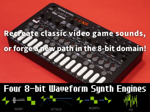 SONICWARE LIVEN 8bit warps【8bitシンセサイザー・グルーブボックス】ステップシーケンサー*4トラック・ルーパー, 6ボイス, 11エフェクト, 電池駆動, スピーカー内蔵
