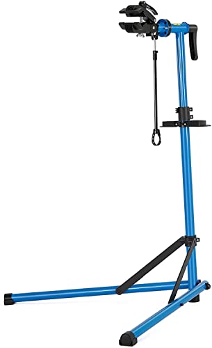 CXWXC 自転車 メンテナンススタンド ワークスタンド ロードバイク スチール製 高さ/角度調節可 折りたたみ式 ディスプレイスタンド 工具トレー/ハンドル支えバー付 ブラック （CX-C10）
