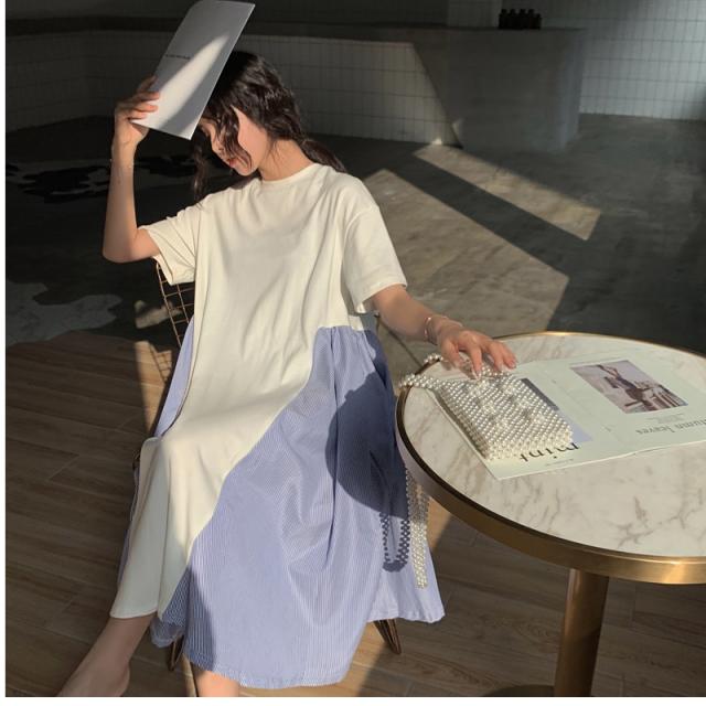 シャツワンピース ロング丈 長袖 オーバーサイズ バイカラー ワンピース 半袖 ロング丈 メルロー フリーサイズ の通販はau Wowma ベースキャンプ