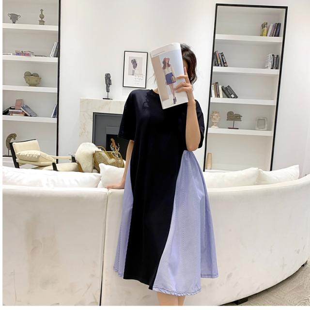 シャツワンピース ロング丈 長袖 オーバーサイズ バイカラー ワンピース 半袖 ロング丈 メルロー フリーサイズ の通販はau Wowma ベースキャンプ