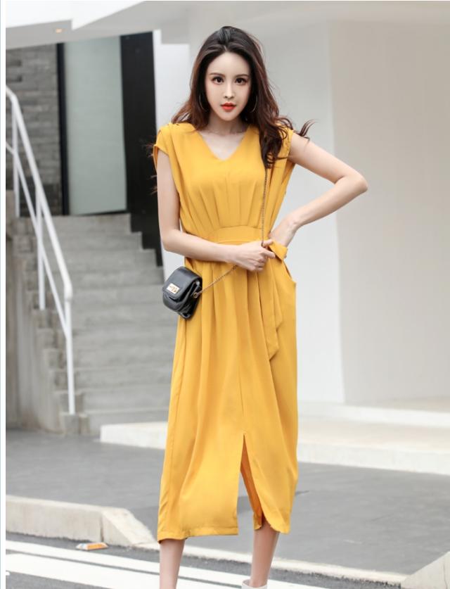 パーティードレス パンツスーツ パンツドレス パンツスタイル オールインワン ジャンプスーツ イエロー ホワイト ノースリーブ ワイドパの通販はau Pay マーケット ベースキャンプ
