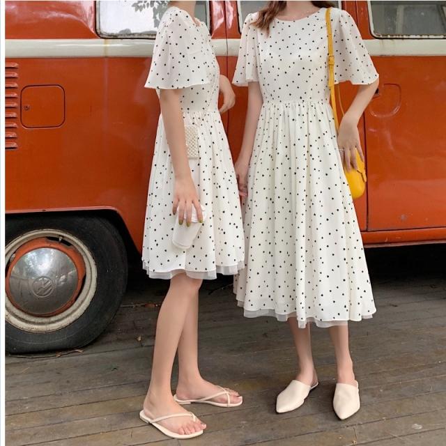 バックリボン ワンピース 新作 売れ筋 ワンピース ロング丈 フレア 半袖 ドット柄 水玉 リボン の通販はau Pay マーケット ベースキャンプ