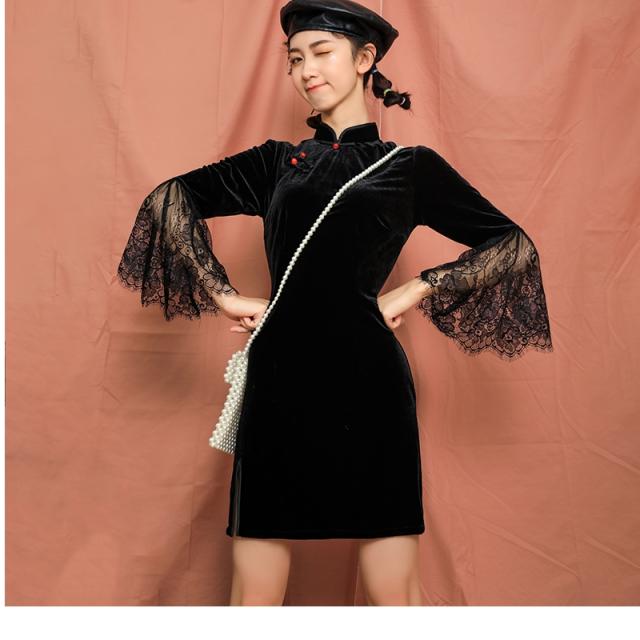 ワンピースドレス ミニチャイナ風ワンピース パーティ二次会 演奏会 キャバドレス 結婚式 お呼ばれ チャイナ服 ブラック 黒い の通販はau Pay マーケット ベースキャンプ