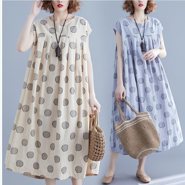 ゆる ワンピース ワンピース５０代レディースロングワンピ夏綿麻ドット柄ゆるお呼ばれマキシ丈ワンピ 大きいサイズお呼ばれワンピ 二次会の通販はau Wowma ベースキャンプ