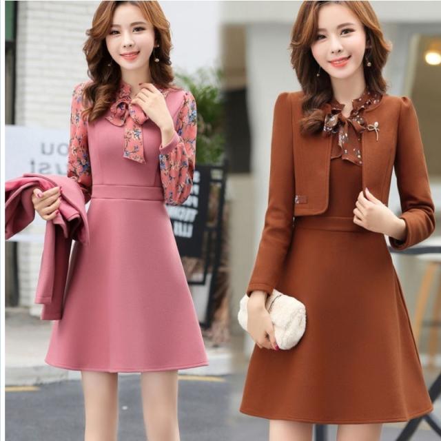 プリーツスカート ロング 花柄 韓国 ツーピース ドレス 長袖 ショート丈 ワンピース コート ツーピース レディース 結婚式 二次会 秋冬 の通販はau Pay マーケット ベースキャンプ