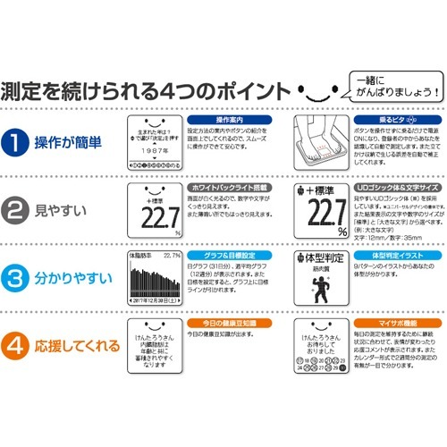 タニタ 体組成計 ヘルスメーター バックライト付 ホワイト BC-811-WH(1台)[体重計]_4