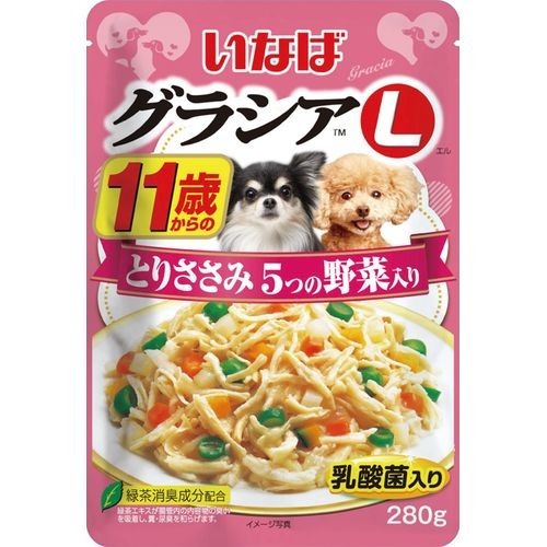 いなば グラシアL 11歳からのとりささみ 5つの野菜入り(280g*48コセット)[ドッグフード(ウェットフード)]