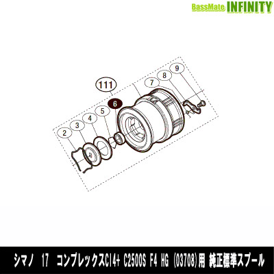 ●シマノ　17  コンプレックスCI4+ C2500S F4 HG (037084)用 純正標準スプール (パーツ品番13CF5)　【キャンセル及び返品不可商品】