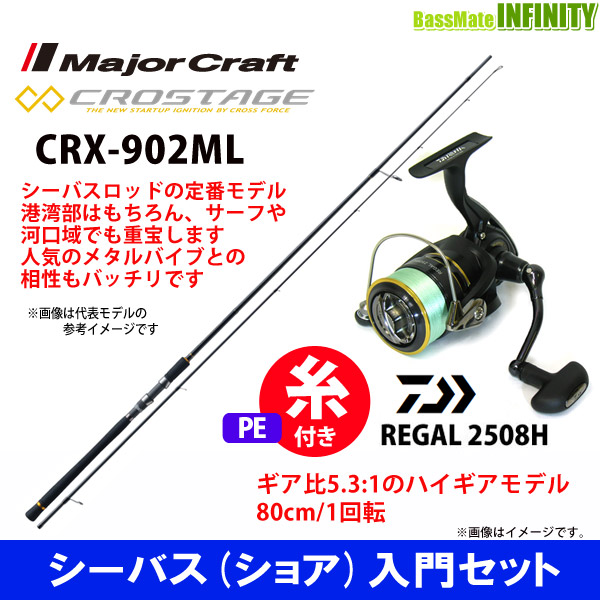 最新の激安 Pe1号100m糸付き シーバス ショア 入門セット メジャークラフト クロステージ Crx 902l ダイワ 16 リーガル 2508h 特売 Todomundo Org