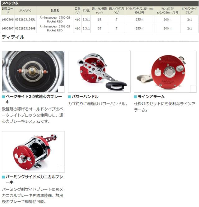 ●アブガルシア Abu　アンバサダー 6501CS Rocket RED(左ハンドル)_1