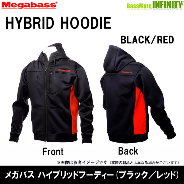 ●メガバス　ハイブリッドフーディー (ジャケット) ブラック／レッド の通販は