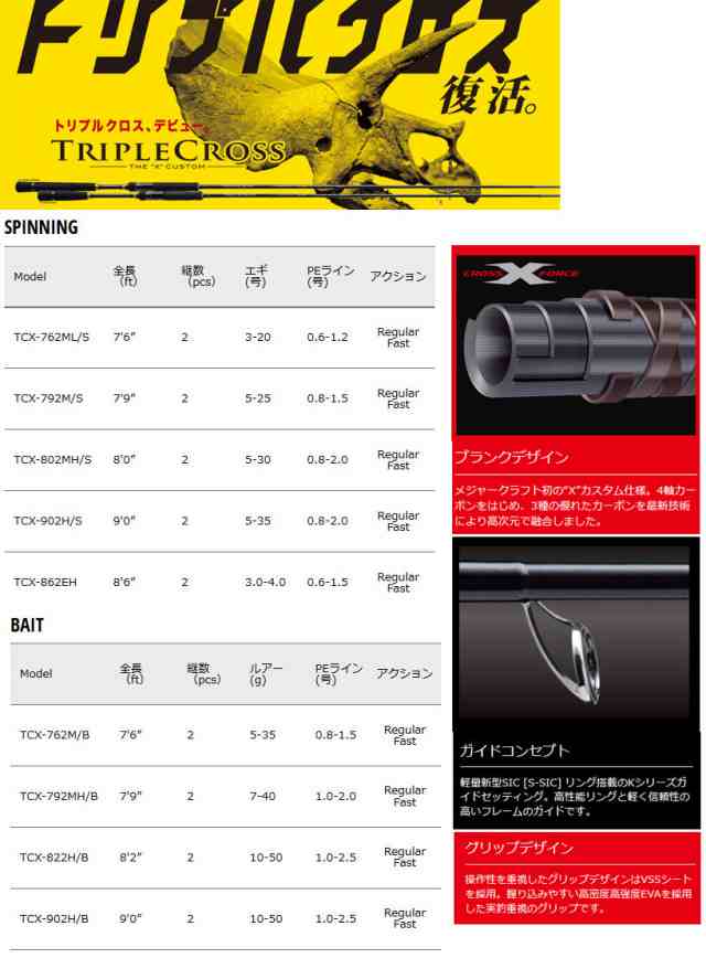 ○メジャークラフト トリプルクロス TCX-902H/B ハードロックモデル
