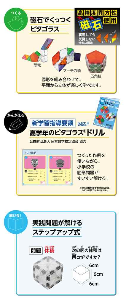 高学年の小学生ピタゴラス 19年発売版 知育玩具 算数 図形 磁石 立体 展開図 パズル ピープル の通販はau Pay マーケット ユウセイ堂