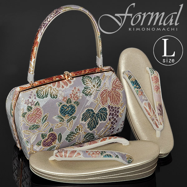 【Prices down2】草履バッグセットLサイズ「青藤色 橘 葡萄蔦」礼装用 礼装草履バッグ フォーマル草履バッグセット [送料無料]＜T＞ss2412zbg10の通販は