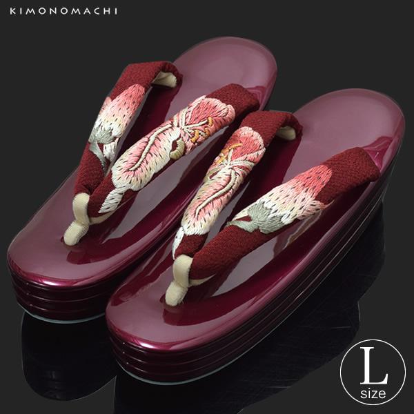 【Prices down2】礼装 草履単品「百合のお花刺繍鼻緒×紫色台」三枚芯 Lサイズ 成人式 結婚式 卒業式の袴に [送料無料]ss2512zbg65