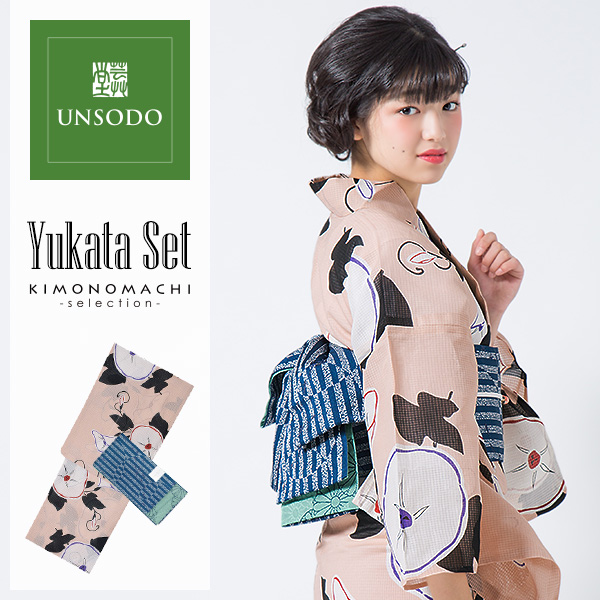 芸艸堂 浴衣セット「ピンク 朝顔」UNSODO 山本雪桂 綿紅梅 綿浴衣 [送料無料]ss2512ykl30