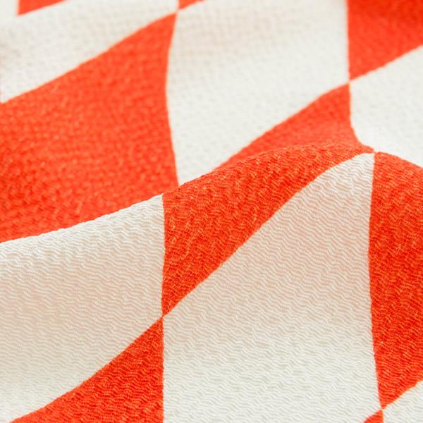【Prices down2】ちりめん 帯揚げ単品「オレンジ ダイヤ」 正絹帯揚げ 振袖帯揚げ レトロ モダン No.8 振り袖 [送料無料]【メール便対応可】wm10%OFF★_1