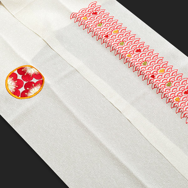 【Prices down2】刺繍 半衿単品「ピンク色 青海波 梅丸文」結婚式 振袖半衿 ポリエステル 半襟 成人式 No.17 振り袖 [送料無料]wm20%OFF★_2
