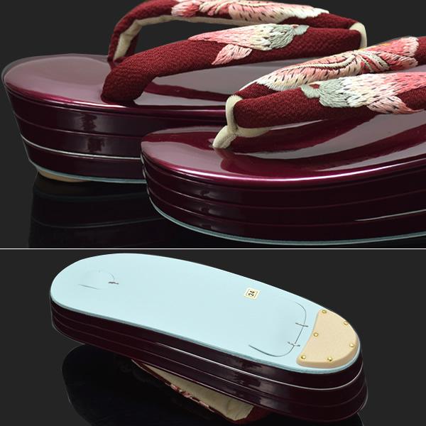 Prices down2】礼装 草履単品「百合のお花刺繍鼻緒×紫色台」三枚芯