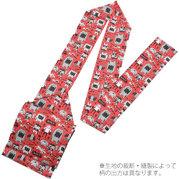 Prices down】木綿 名古屋帯「ポピーレッド モモタロウ」カジュアル 長