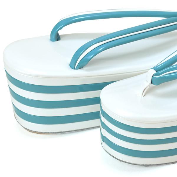 Prices down2】七枚芯 草履単品「白×ブルー」 フリー（Lサイズ） 振袖