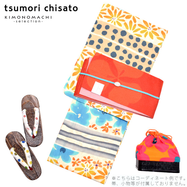 女性 女性浴衣セット「生成り はなづくし横段」ツモリチサト 注染 お仕立て上がり浴衣セット [送料無料] 女性 女性浴衣単品「生成り はなづくし横段」ツモリチサト 注染 お