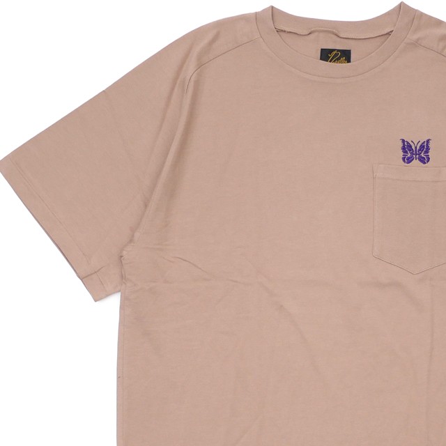 新品 ニードルズ NEEDLES EMB. POCKET TEE ポケット Tシャツ BEIGE