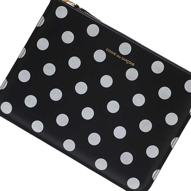 【数量限定特別価格】 新品 コムデギャルソン Wallet COMME des GARCONS POLKA DOTS PRINTED Pouch クラッチバッグ ポーチ BLACKブラック