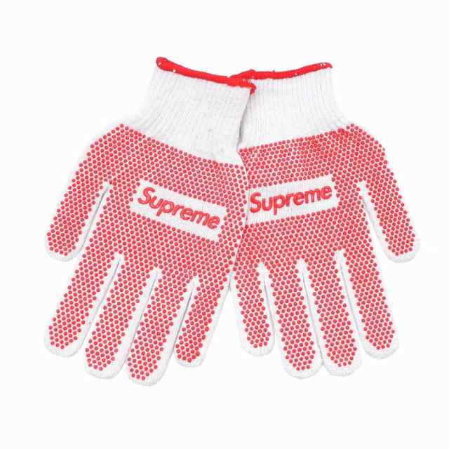 新品)SUPREME(シュプリーム) Grip Work Gloves (軍手)(手袋) WHITExRED