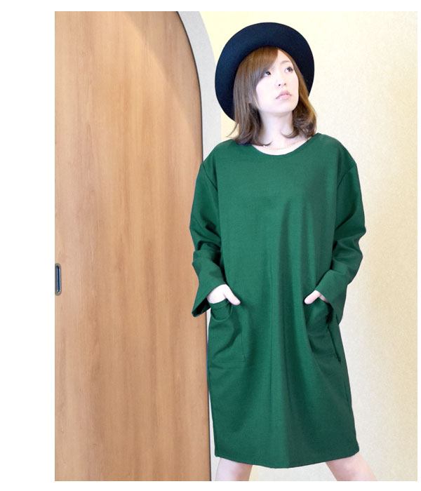 Big Saleクーポン対象 ワンピース レディース トップス ポケット付き 前後uネック 長袖 膝丈 ロング丈 薄手 ボックスワンピ 無地 Elの通販はau Pay マーケット ポンクロ