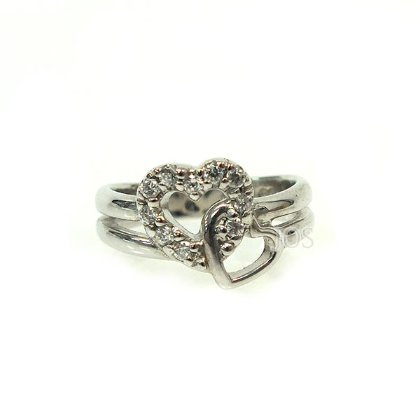 サマンサタバサ アクセサリー Samantha Silva サマンサシルバ SV CZ ツインハート リング ５号 指輪 リング サマンサタバサ アクセサリー Samantha Silva サマンサシルバ SV CZ