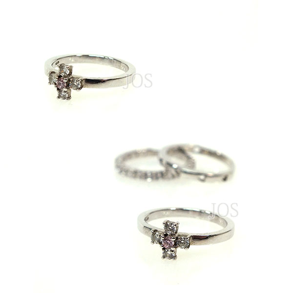 サマンサタバサ Samantha Silva サマンサシルバ SV CZ(Wh/Pk) クロスダイヤ リングセット ５号 ギフト 指輪 リング サマンサタバサ Samantha Silva サマンサシルバ SV CZ(Wh/Pk) クロス