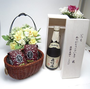 【贈り物限定】 森伊蔵酒造「森伊蔵」芋25度720ｍｌ[鹿児島県] （木箱入）+オススメ珈琲豆（特注ブレンド200ｇ、ハッピーブレンド200ｇ