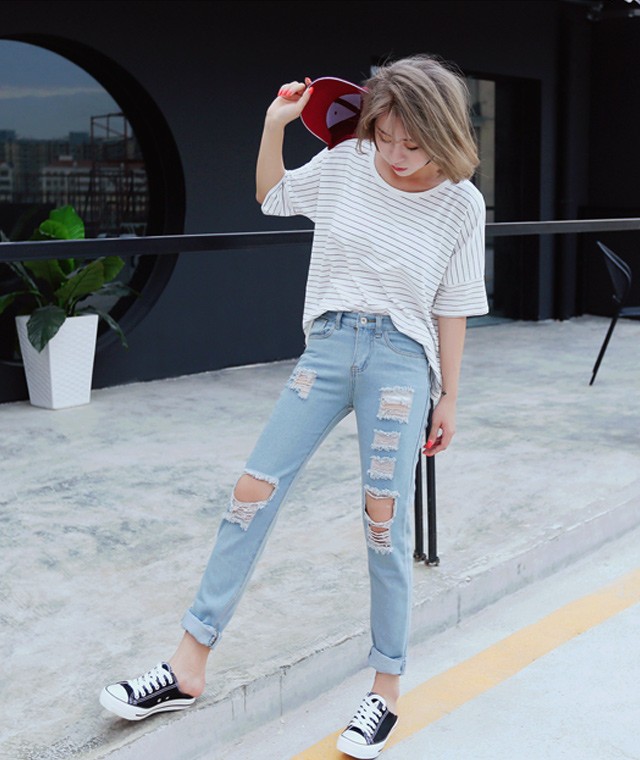 夏新作 ボーイフレンドクラッシュデニム 即納 ボトムス パンツ デニム クラッシュ ダメージ ジーンズ ボーイフレンド レディーの通販はau Pay マーケット ショップにこにこ