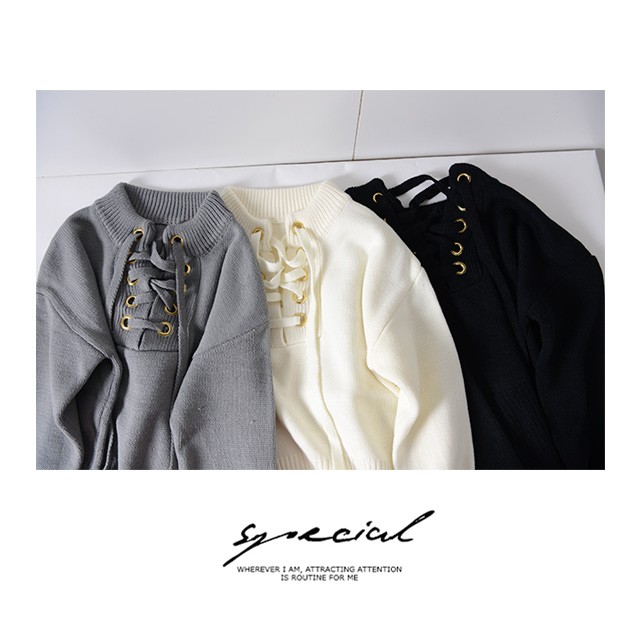 夏新作 レースアップボトルネックネックニット Ma 即納 長袖 コーディネート レディース レースアップニット ボトルネック ハの通販はau Pay マーケット ショップにこにこ