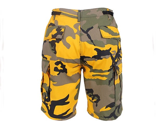 yellow camo cargo shorts