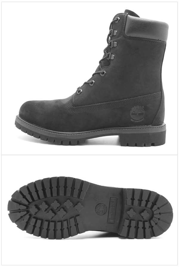 timberland 8 inch boots black