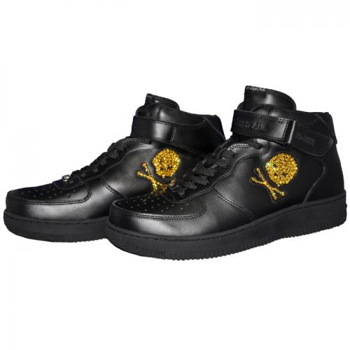 AinSophAur(アインソフオウル)Ain Force 1 MID cut Swarovski(B-LT)Black×ライトトパーズ ミッドカット スニーカー シューズ