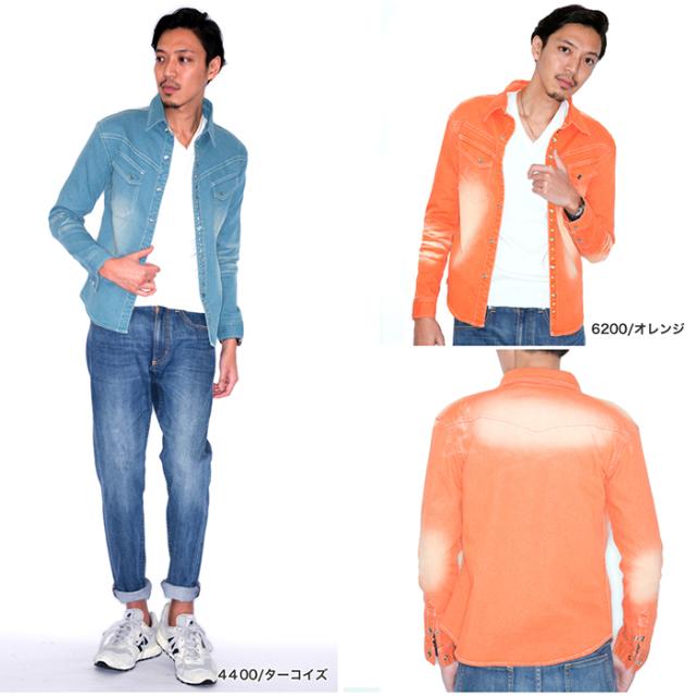 RICH HEARTS(リッチハーツ) RH カラーウエスタンデニムシャツ　トレンド　アメカジ　人気 RICH HEARTS(リッチハーツ) RH カラーウエスタンデニムシャツ トレンド