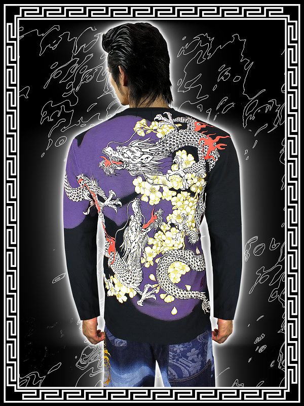 和柄の王道ブランド!!絡繰魂 桜遊び龍刺繍 長袖ＴシャツロンＴ231429 カラクリ服やくざヤクザヤンキーチンピラオラオラ系悪羅悪羅系 悪党の店 バースジャパン BIRTHJAPANの通販は