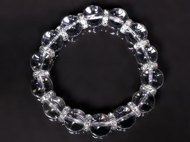 14mm ロンデル×最高級水晶数珠ブレスレット 魔よけ&厄除け&開運