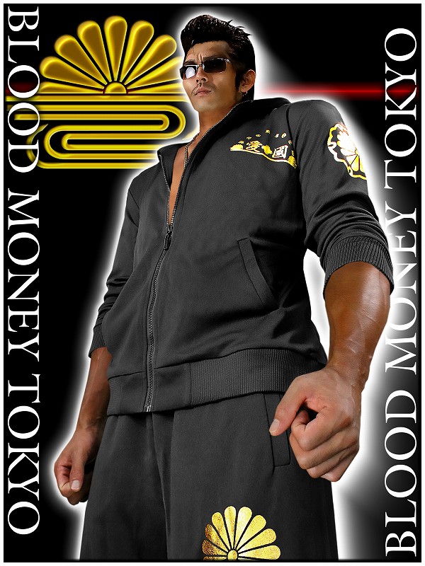 消しゴム　ヤンキー　ヤンキー座り　 チンピラ　不良　青色 送料無料!12032黒×金 セットアップ 菊 上下 悪羅悪羅系オラオラ