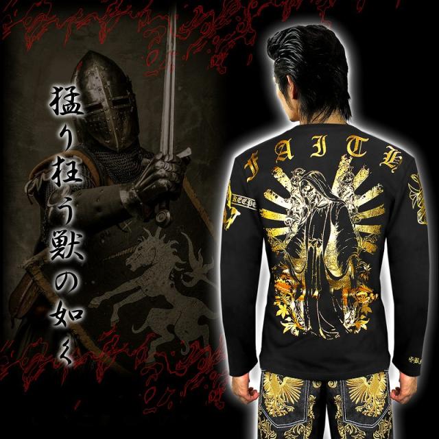 忠やん　62年発行 送料無料13021黒×金 ロンT マリア 大きいサイズ 悪羅悪羅系