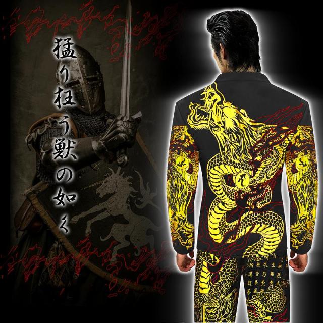 送料無料13028黒×金 セットアップ 龍 大きいサイズ 悪羅悪羅系