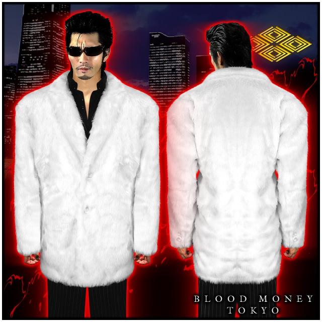 送料無料※13037白 BLOOD MONEY TOKYOファーコート ヤクザ服チョイ悪
