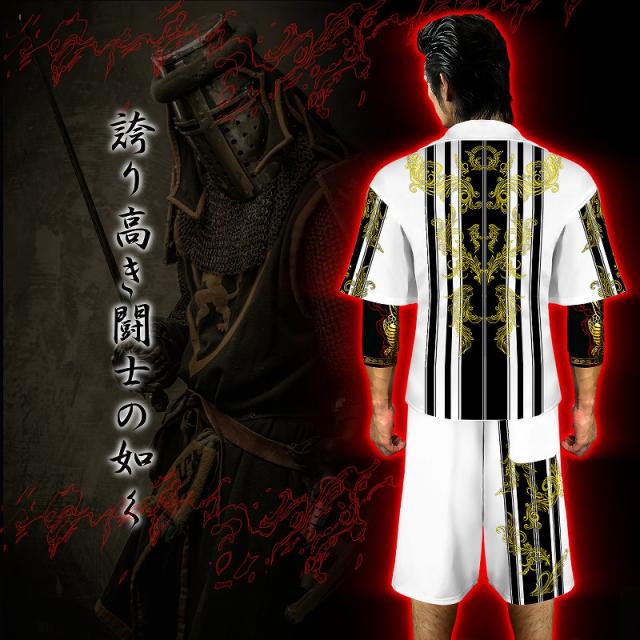 14012白 BLOOD MONEY TOKYO 半袖セットアップ 大きいサイズ バロック柄 