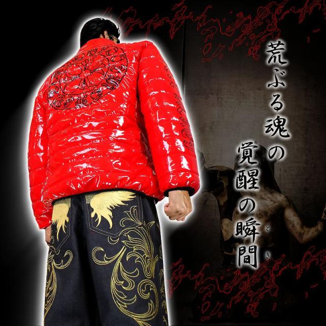 送料無料14037赤 -BLOOD MONEY TOKYO-中綿ジャケット 悪羅悪羅系オラオラ系ヤカラグヤクザヤンキーチンピラ暴走族ダウンジャケット風服 悪党の店 バースジャパン BIRTHJAPAN