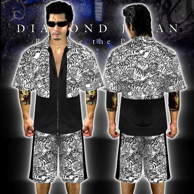 送料無料ポイント2倍 白虎 総柄 半袖 セットアップ ジャージ ヤクザ ヤンキー 悪羅悪羅系 オラオラ系 上下 服 DJ-108 派手 和柄 夏物 悪党の店 バースジャパン BIRTHJAPAN