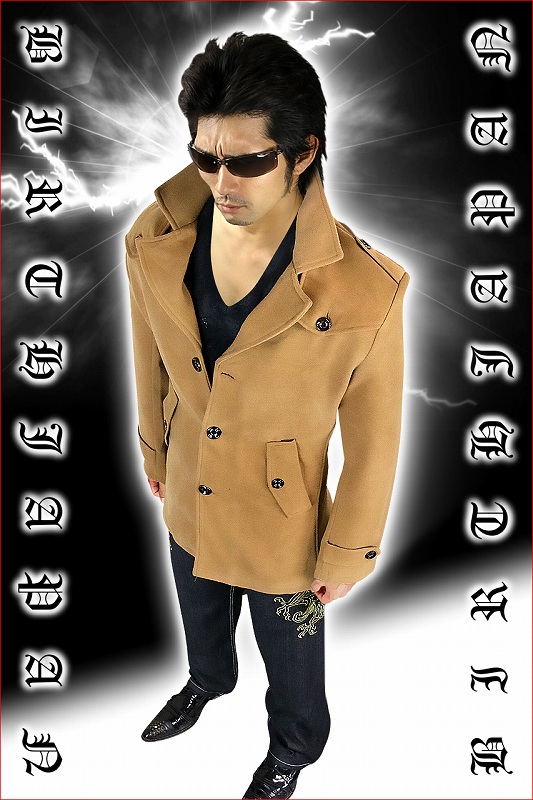 送料無料 ファー付きコート ブラウン お兄系 メンナク ホスト オラオラ