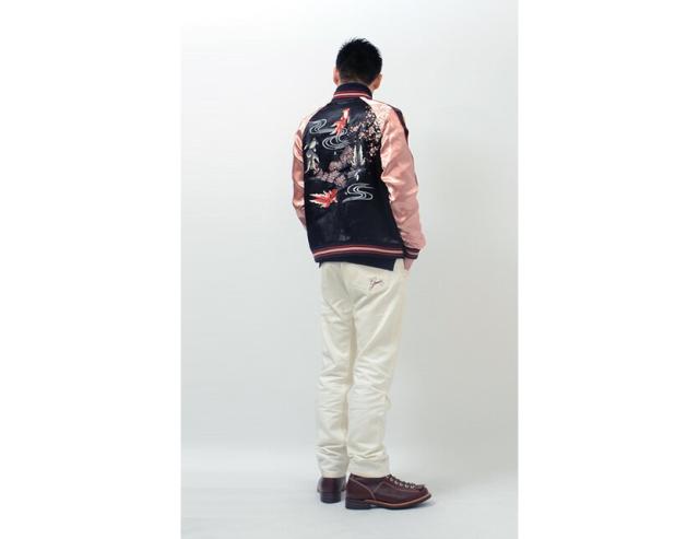 ジャパネスク 和柄 スカジャン メンズ レディース 赤黒 出目金 金魚